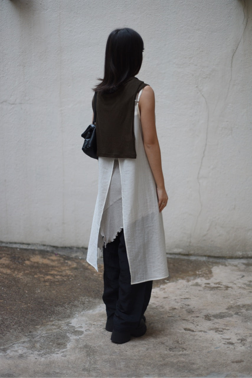 輕薄半透細肩帶連身外罩裙