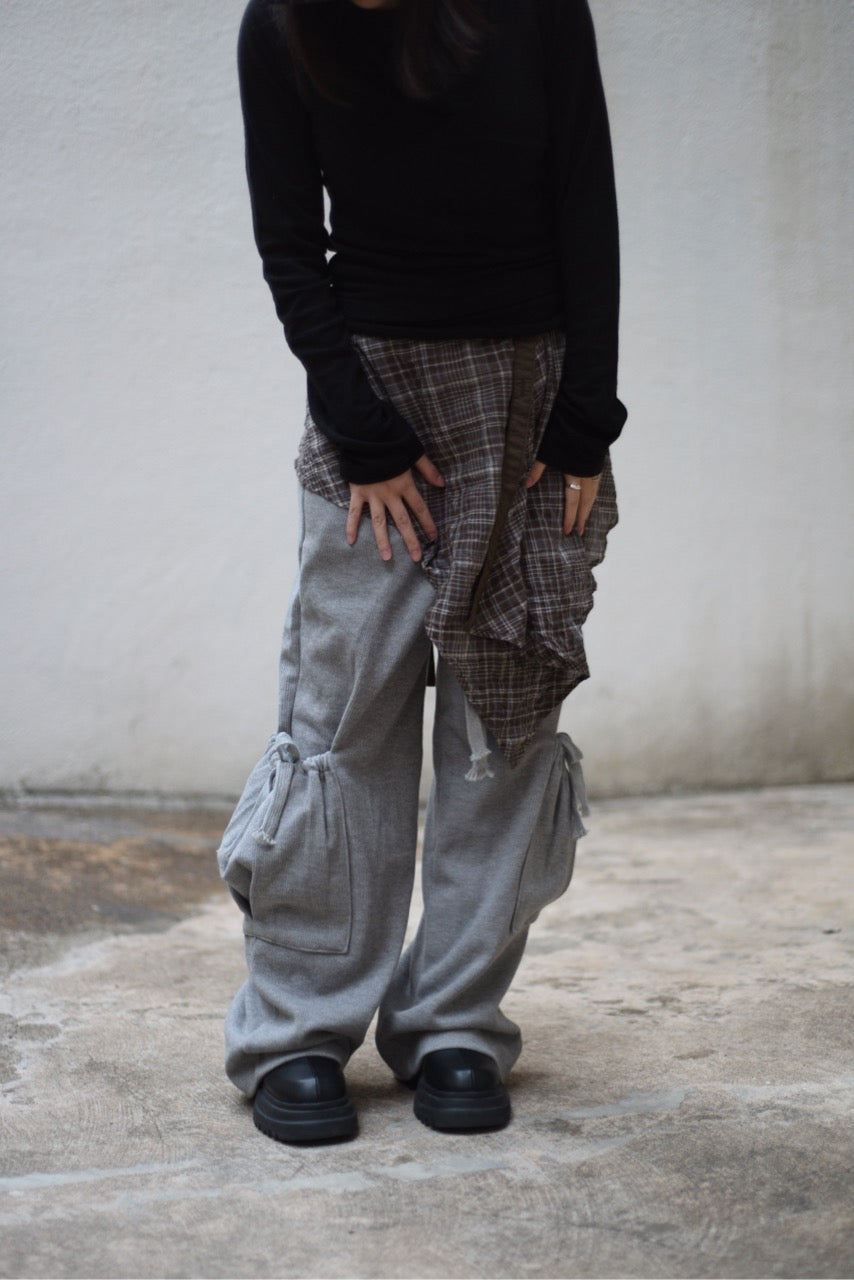 格紋疊穿半身小圍巾